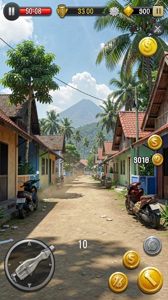 Tampilan grafis yang menawan pada layar utama.