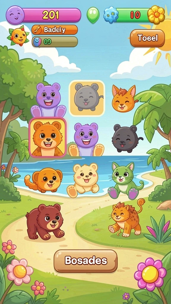 Tangkapan layar yang menunjukkan karakter utama game.